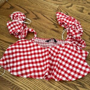 Red gingham Zara cropped top